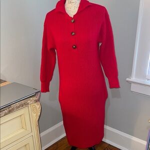 NWOT Red Long Sleeve Knit Dress  Small